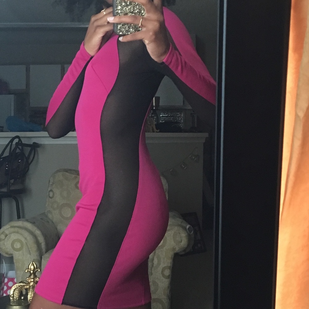 Pink Dress see through mesh sides